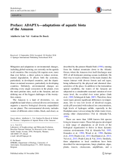 Preface: ADAPTA&mdash;adaptations of aquatic biota of the Amazon