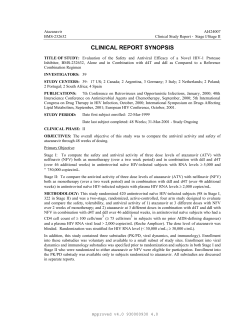 CLINICAL REPORT SYNOPSIS