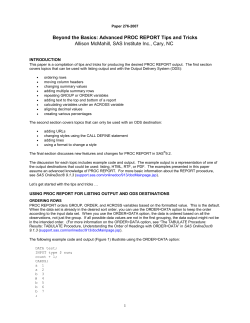 Paper 276-2007 Beyond the Basics: Advanced