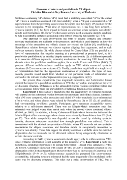 Discourse structure and parallelism in VP ellipsis Christina Kim and