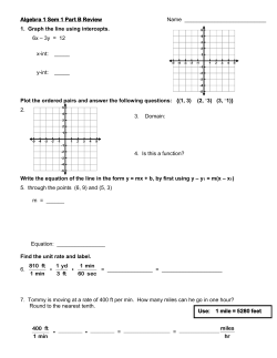 Algebra 1 Sem 1 Part B Review Name 1. Graph the line using
