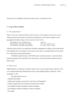 I. An age of literary dialects I.1 The regional flavour When it