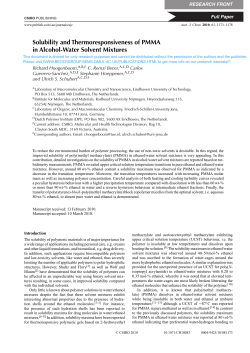 Solubility and Thermoresponsiveness of PMMA in Alcohol