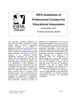 EIPA Guidelines of Professional Conduct for Educational Interpreters