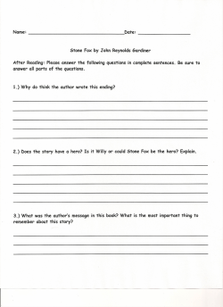 Stone Fox by John Reynolds Gardiner After Reading: Please