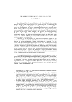 THE RELIGION OF THE QUEEN &ndash; TIME FOR CHANGE