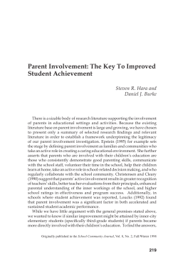 Parent Involvement: The Key To Improved Student