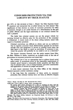 Consumer Protection via the Larceny by Trick Statute