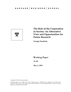 The Role of the Corporation in Society: An Alternative View and