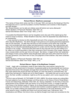Richard Warren: Mayflower passenger "The names of those which