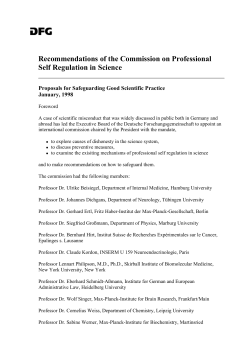 Proposals for Safeguarding Good Scientific Practice