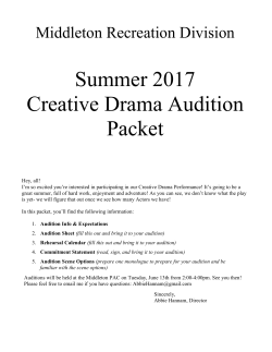 Summer 2017 Creative Drama Audition Packet