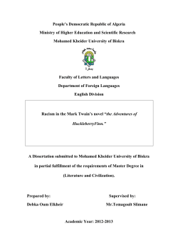 People`s Democratic Republic of Algeria Ministry of Higher