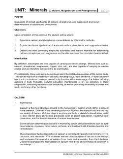 UNIT: Minerals (Calcium, Magnesium and Phosphorus)