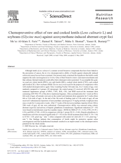 Chemopreventive effect of raw and cooked lentils (Lens culinaris L