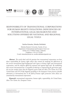 RESPONSIBILITY OF TRANSNATIONAL CORPORATIONS FOR