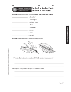 Section 2 Seedless Plants Section 3 Seed Plants