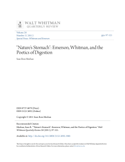 "Nature`s Stomach": Emerson, Whitman, and the Poetics of Digestion