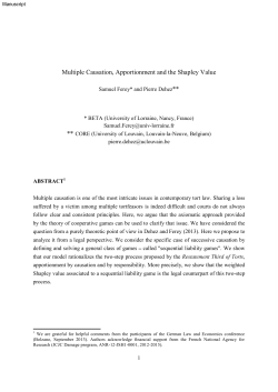 Multiple Causation, Apportionment and the Shapley Value