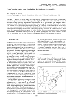 Permafrost distribution in the Appalachian Highlands, northeastern