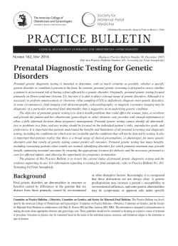 Prenatal Diagnostic Testing for Genetic Disorders