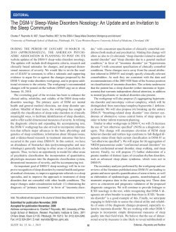 The DSM-V Sleep-Wake Disorders Nosology: An Update and an