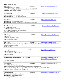 Date: October 25, 2016 Greg Brown ext 4213 gbrown@fernridge