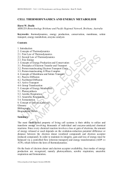 Cell Thermodynamics and Energy Metabolism