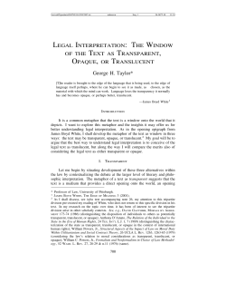Legal Interpretation: The Window of the Text as Transparent