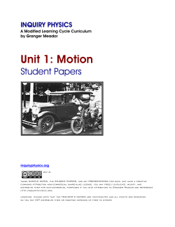 Unit 1: Motion - Student Papers