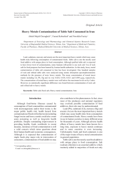 Heavy Metals Contamination of Table Salt Consumed in Iran