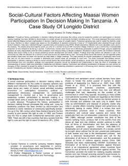 Social-Cultural Factors Affecting Maasai Women Participation In