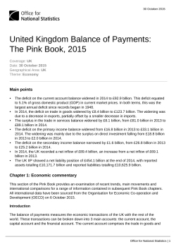 United Kingdom Balance of Payments: The Pink Book, 2015