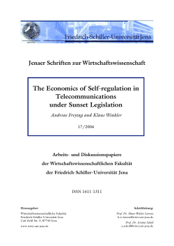 Jenaer Schriften zur Wirtschaftswissenschaft The Economics of Self