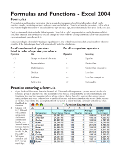 Formulas and Functions