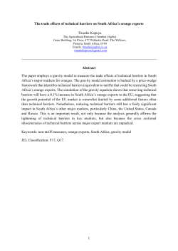 The trade effects of technical barriers on South Africa`s orange exports