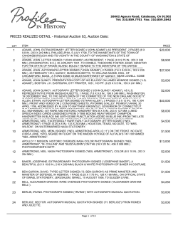 PRICES REALIZED DETAIL - Historical Auction