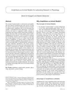 Amphibians as Animal Models for Laboratory Research in Physiology