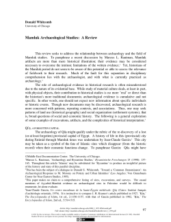 Mamluk Archaeological Studies: A Review (MSR I, 1997)