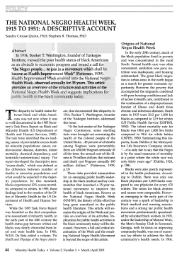 the national negro health week, 1915 to 1951: a descriptive account