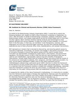 BIO Final Comments_ICER Value Framework_9 October 2015
