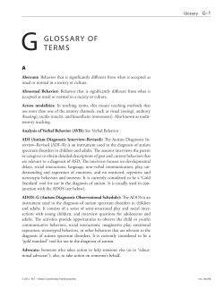 Glossary of Terms - Autism Community Training