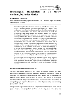 Intralingual Translation in Tu rostro ma&ntilde;ana, by Javier Mar&iacute;as