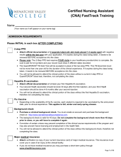 (CNA) FastTrack Training - Wenatchee Valley College