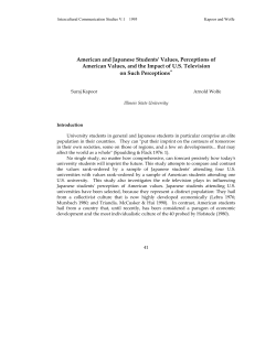 American and Japanese Students` Values, Perceptions of