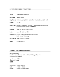 Swimming propulsion, vortex, flow