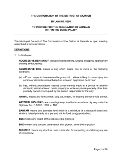 Animals Bylaw 8556 - District of Saanich