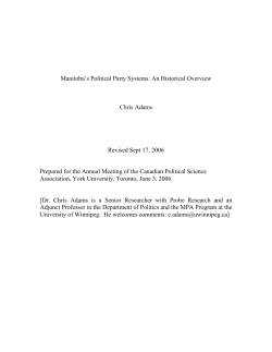 Manitoba`s Political Party Systems: An Historical Overview Chris