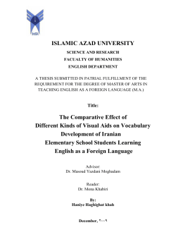 ISLAMIC AZAD UNIVERSITY The Comparative Effect of Different