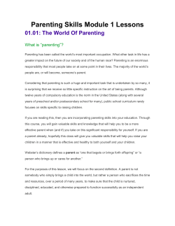 Parenting Skills Module 1 Lessons